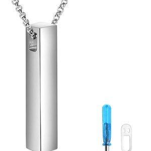3D Sterling Silver Urn Necklace Memorial Cremation Keepsake Jewelry